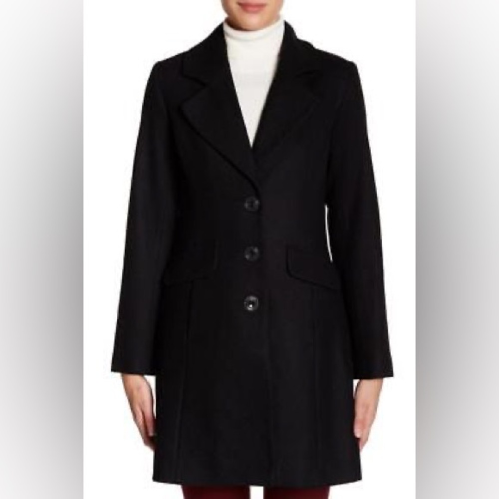 Cece by Cynthia Steffe wool blend coat black winter fall size 14 large
